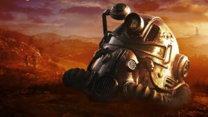 Fallout 76 helmet resting in the dirt