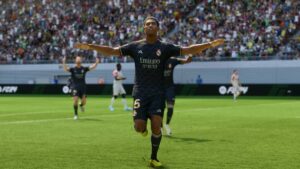 FC 24 best young CAMs: Jude Bellingham celebrating a goal.