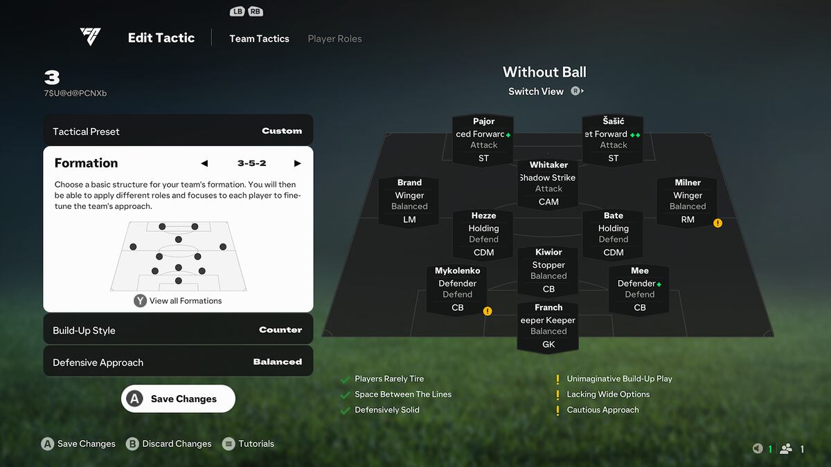 FC 25 best formations: A 3-5-2 tactic in FC 25 Ultimate Team.