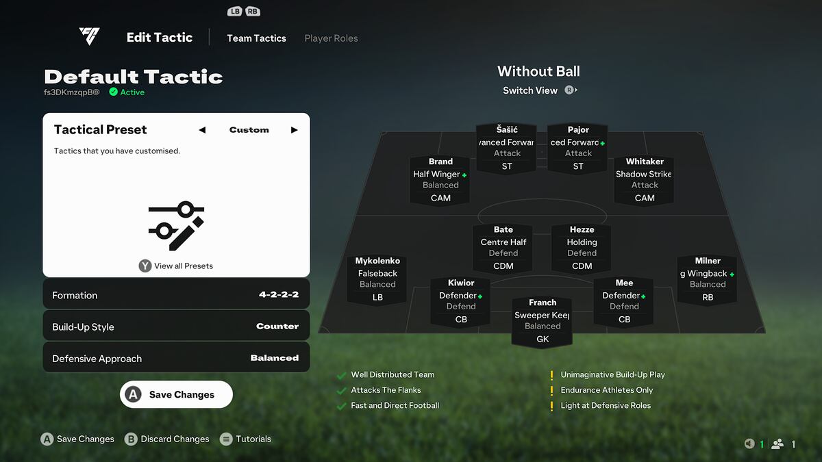 FC 25 best formations: A 4-2-2-2 tactic in FC 25 Ultimate Team.