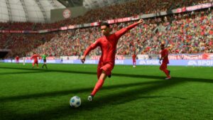 FC 25 best young CAM: Jamal Musiala preparing to take a shot.