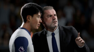 FC 25 Career Mode: Ange Postecoglu talking to Son Heung Min.