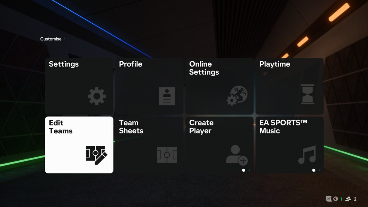 FC 25 how to update squads: A menu showing the Edit Teams tab highlighted in FC 25.