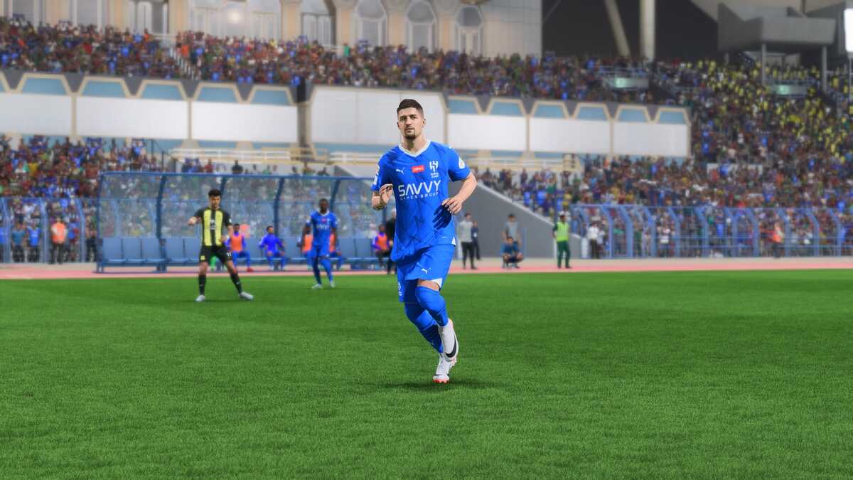 FC 25 best Saudi Pro League players: Sergej Milinkovic-Savic running in the middle of the pitch for Al-Hilal.