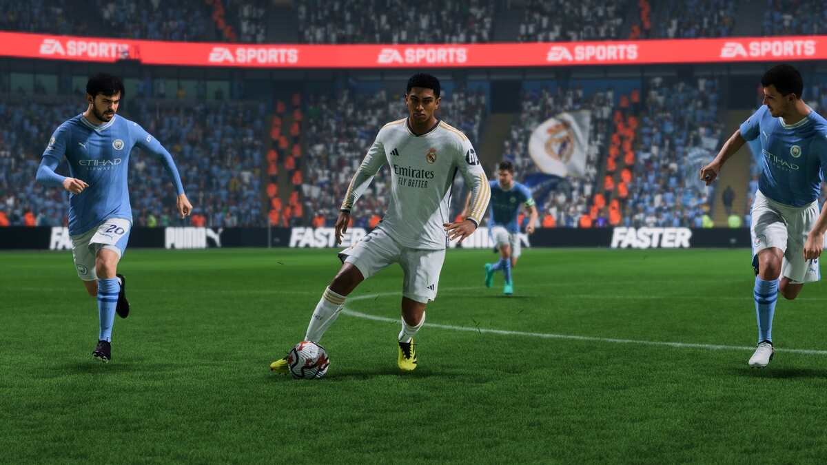 FC 25 soundtrack: Jude Bellingham dribbling the ball for Real Madrid.