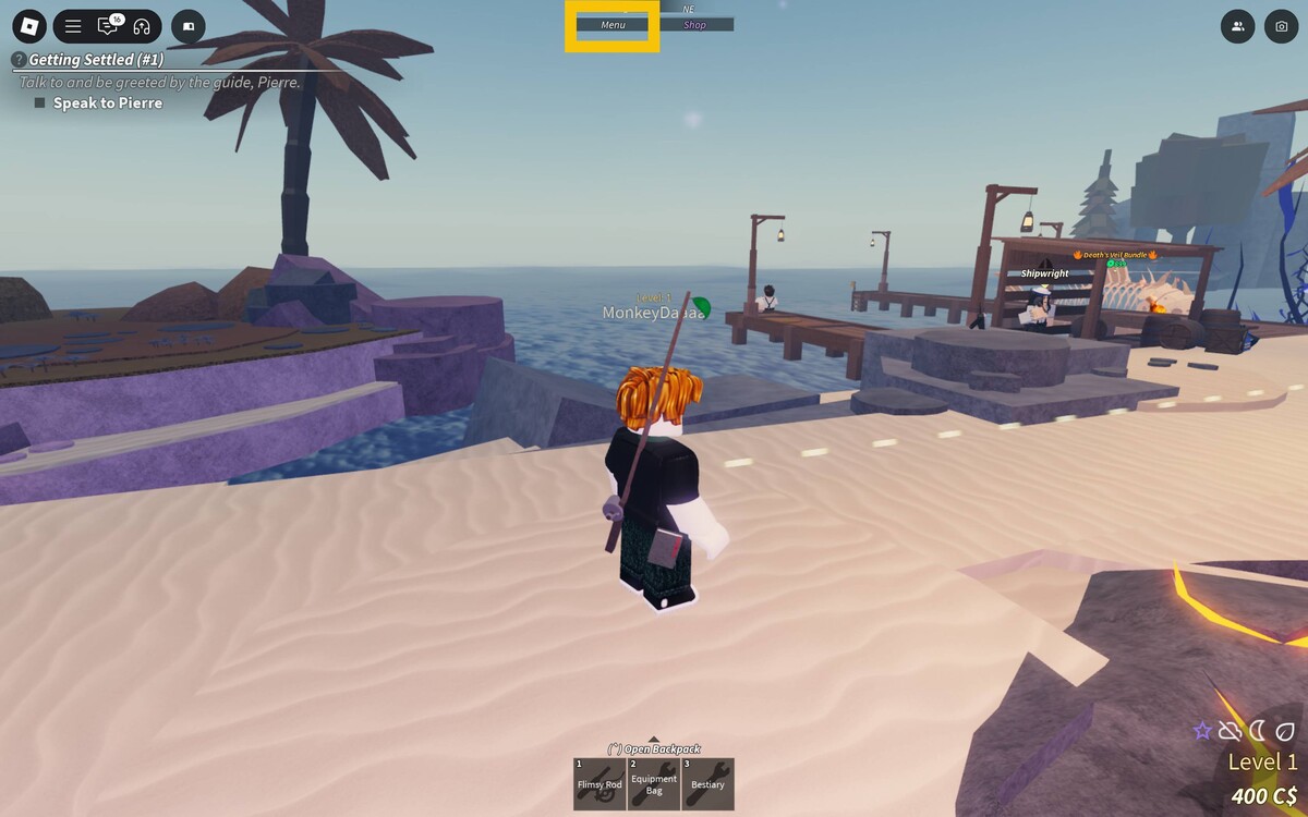 Fisch codes: code redemption menu.