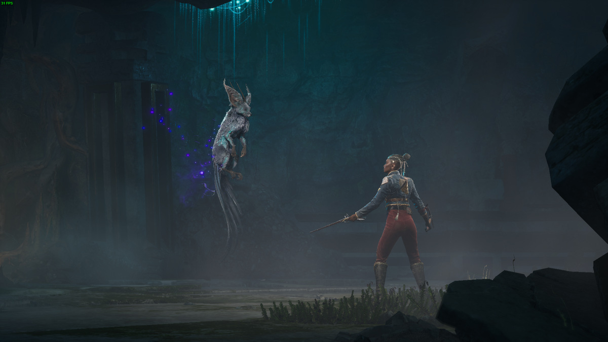 Flintlock The Siege of Dawn review: Nor and Enki in a cave.