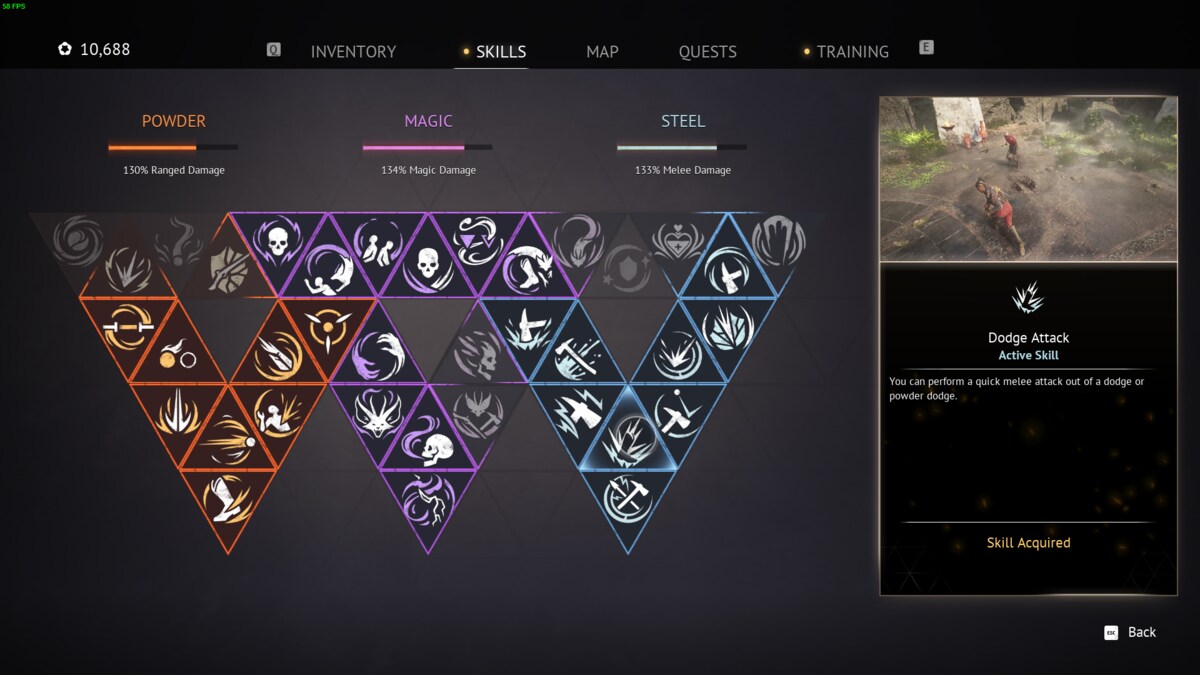 Flintlock The Siege of Dawn tips and tricks: in-game skill tree.