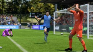 FC 24 worst teams: A UCD player celebrating after scoring a goal against Punjab FC.