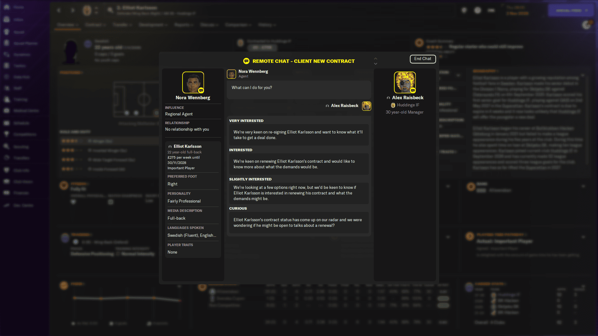 FM24 how to ask player to sack agent: A player negotiating a player's contract with their agent.