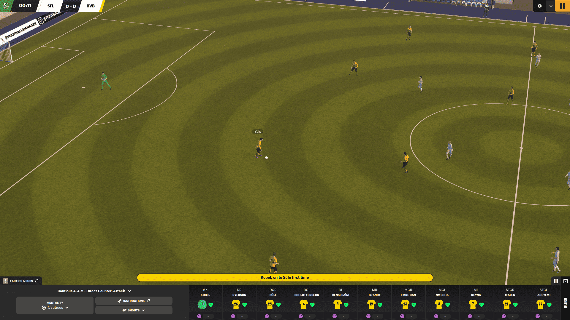FM24 how to improve team cohesion: A match kicking off.