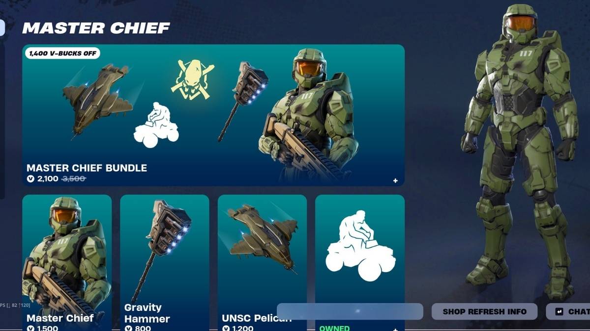 Fortnite Master Chief skin in Item Shop