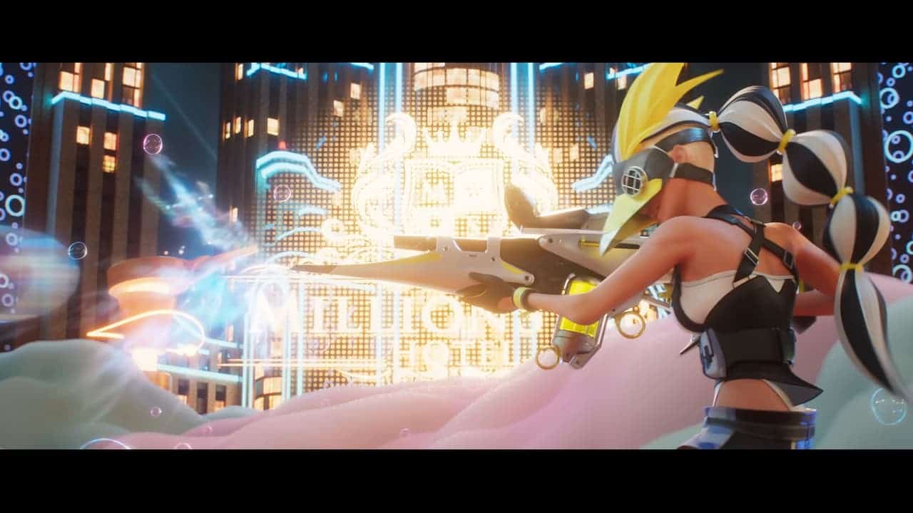 Penny Gwyn shooting her foam rifle in Foamstars