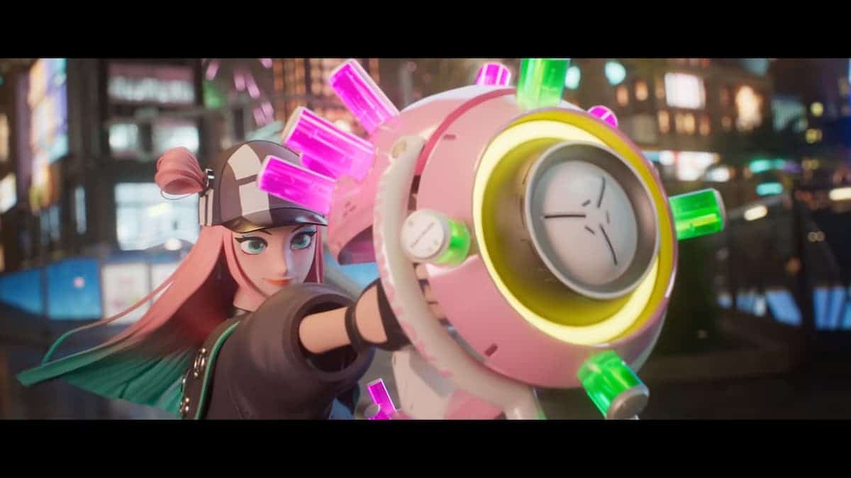 Soa holding her pink gun in Foamstars