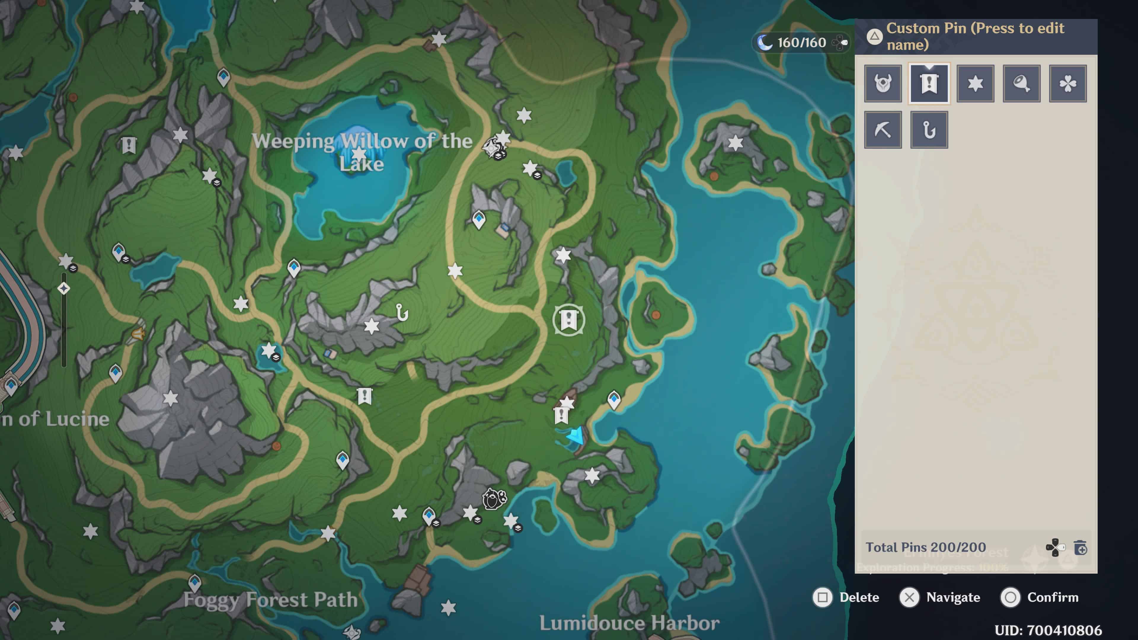 Map showing the 5th Foggy Forest Branch location in Genshin Impact. (Image taken by VideoGamer)