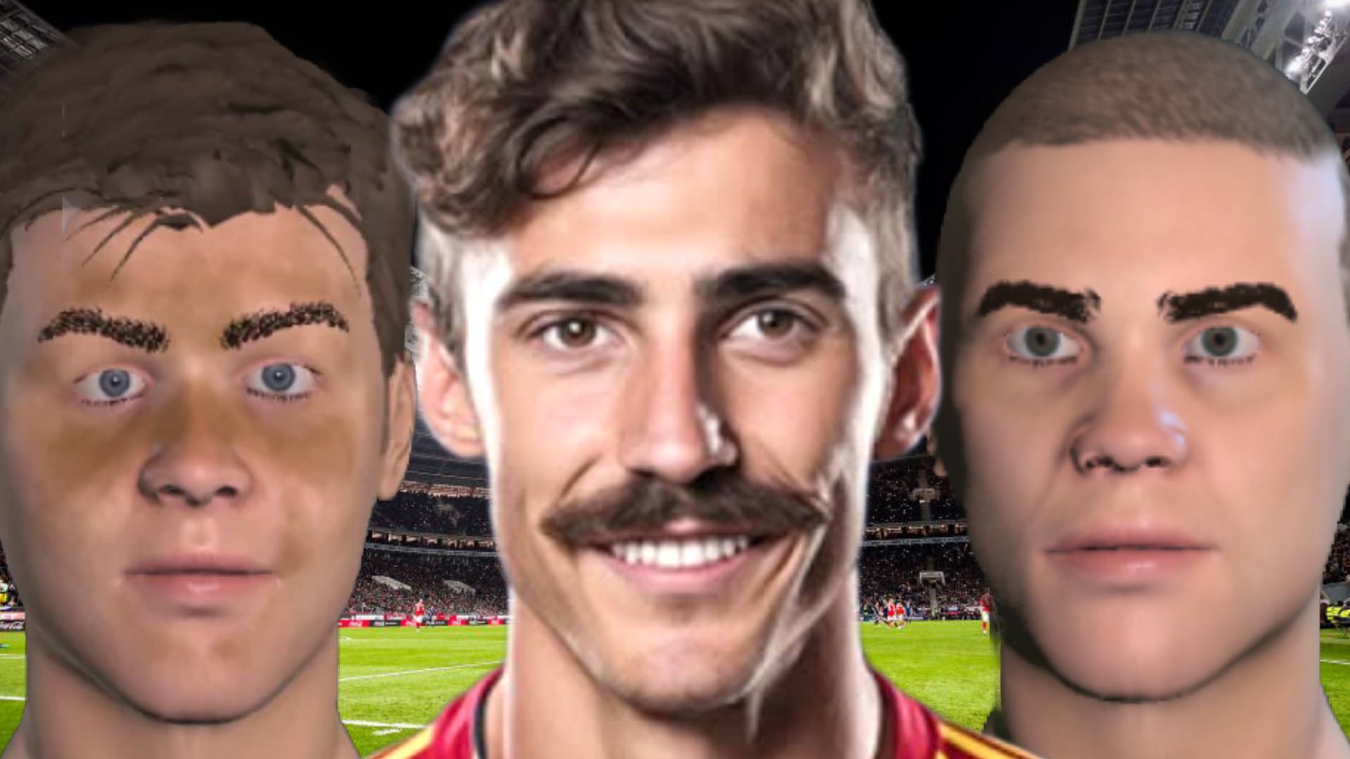 Football Manager 2024 regen faces next to a newgen face