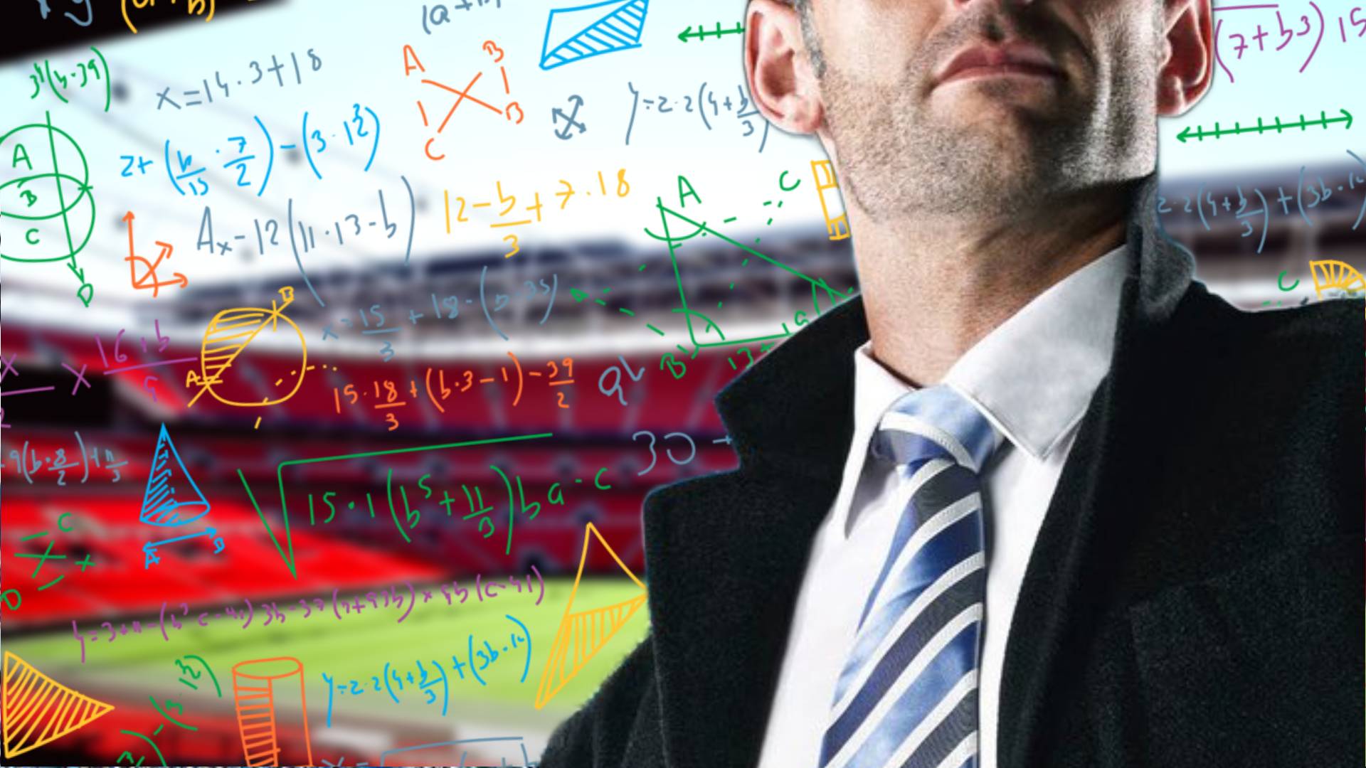 Football Manager 2024 standing in front of calculations