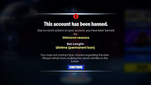 This Fortnite account has been banned due to violations.