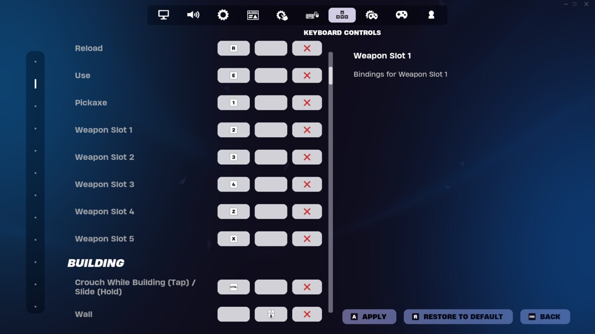 Best Fortnite keybinds: A set of building and editing keybinds in Fortnite.