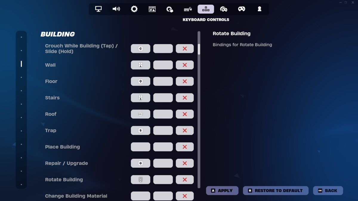 Best Fortnite keybinds: A list of movement keybinds in Fortnite.