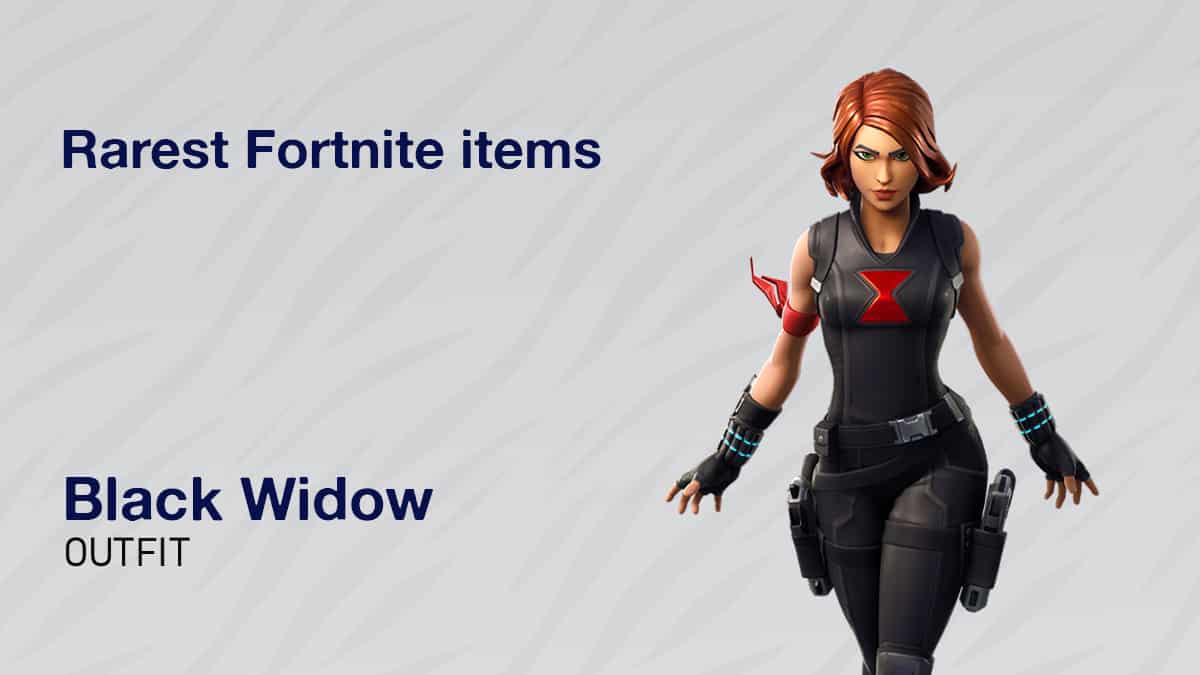 Limited edition Black Widow outfit, one of the 10 rarest Fortnite items.