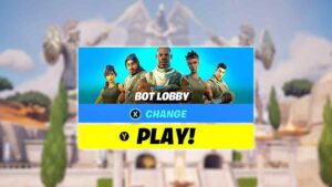 Fortnite how to get bot lobbies: A graphic showing a menu to start a bot lobby game in Fortnite.