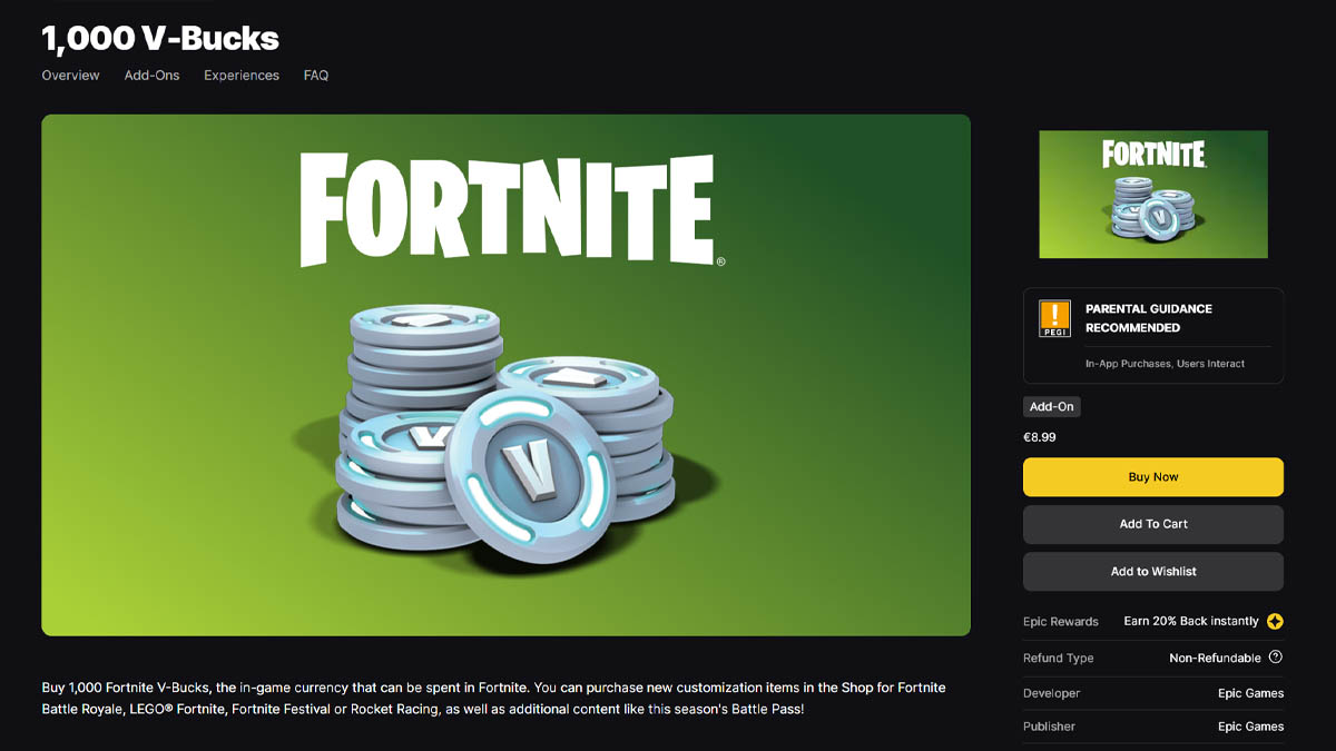 Fortnite cashback