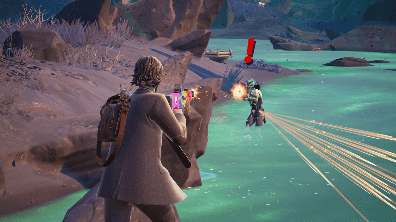 Fortnite Cerberus Snapshot: A player fighting against Cerberus in Grim Gate.