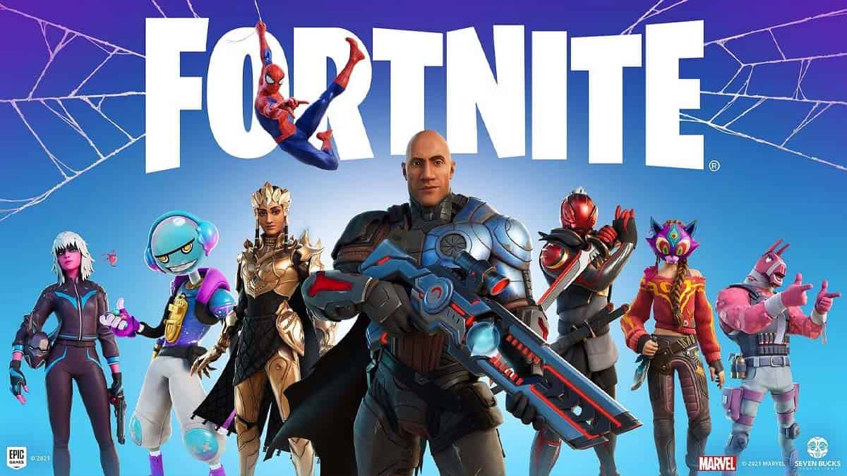The cover of Fortnite featuring the best seasons, set against a vibrant purple background.