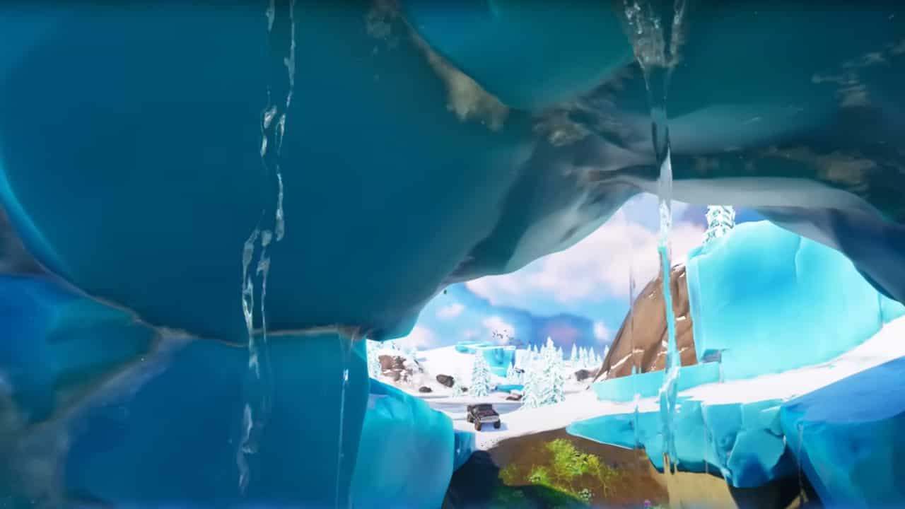 Fortnite Chapter 4 Season 4: Melting ice on part of the Fortnite map.