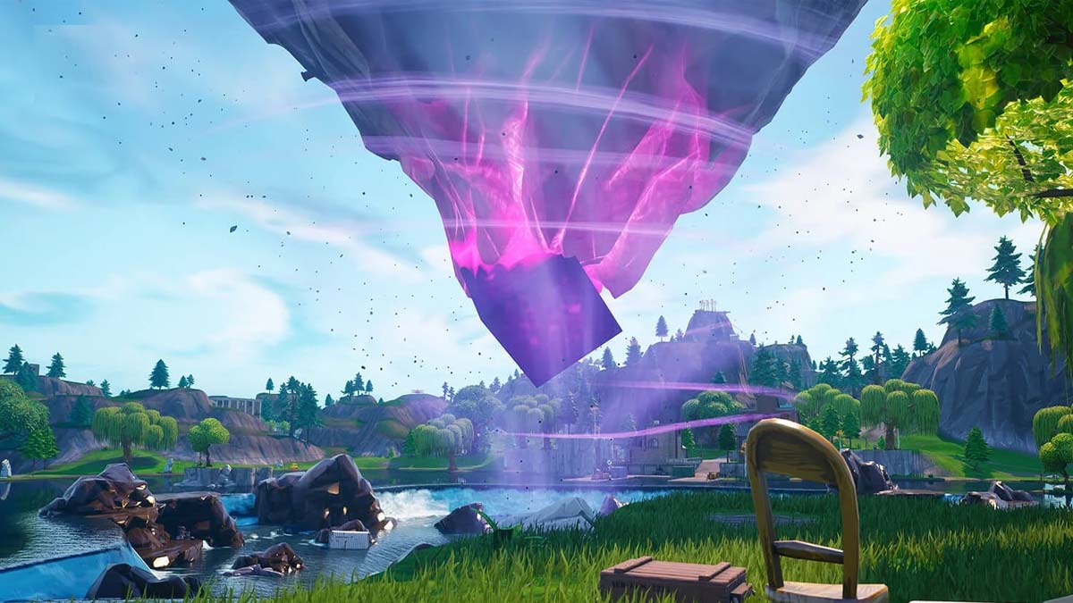 Fortnite's floating island with the cube