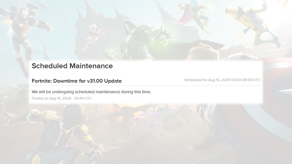Fortnite downtime information