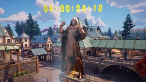 Doctor Doom statue in Fortnite with an event countdown