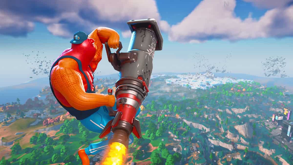 A man is secretly flying over a city after Epic Games nerfed Rocket Ram in the latest Fortnite update.