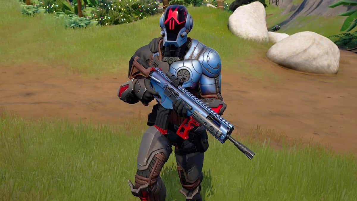 A man holding a rifle in Fortnite.