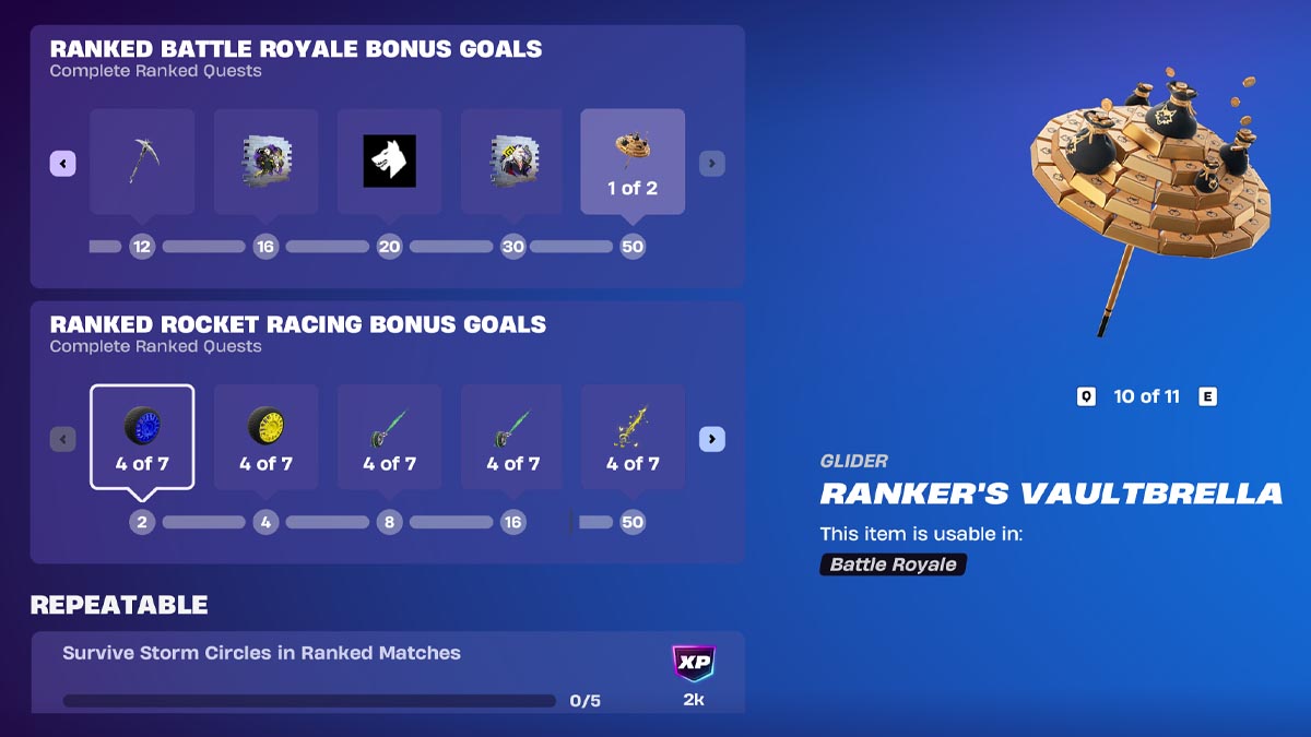 Free Ranked rewards in Fortnite