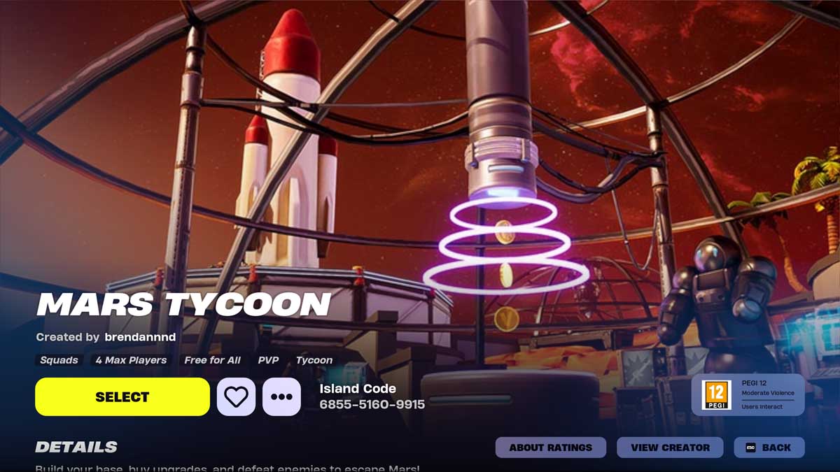 Mars Tycoon in Fortnite