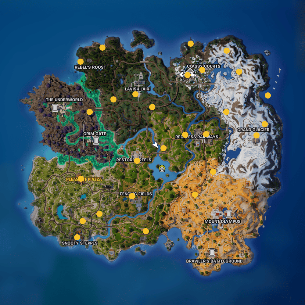 Fortnite Mending Machines: Every potential Mending Machine spawn point on the Fortnite map.