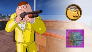 A man in a yellow suit, holding a gun, is part of the thrilling Chapter 5 in Fortnite.
