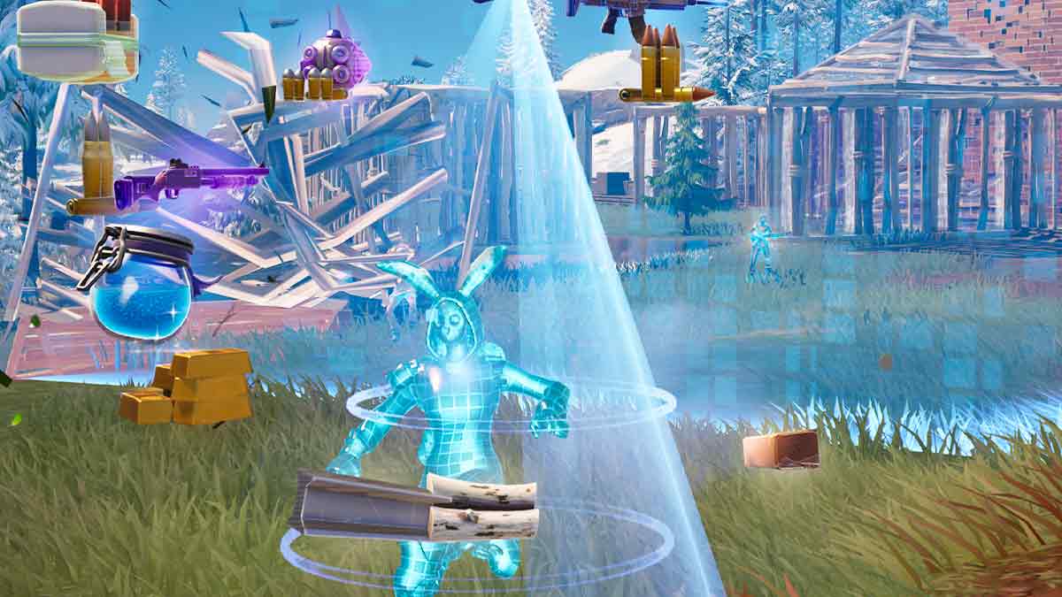 A screenshot of a Fortnite match, showcasing its vibrant graphics and intense gameplay.