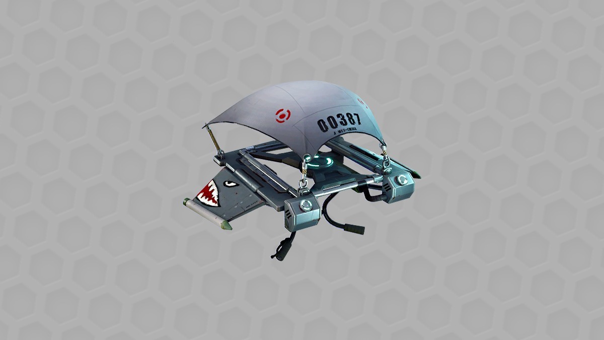 Fortnite rarest gliders: The Stealth Pivot Glider from Fortnite on a grey, textured background.