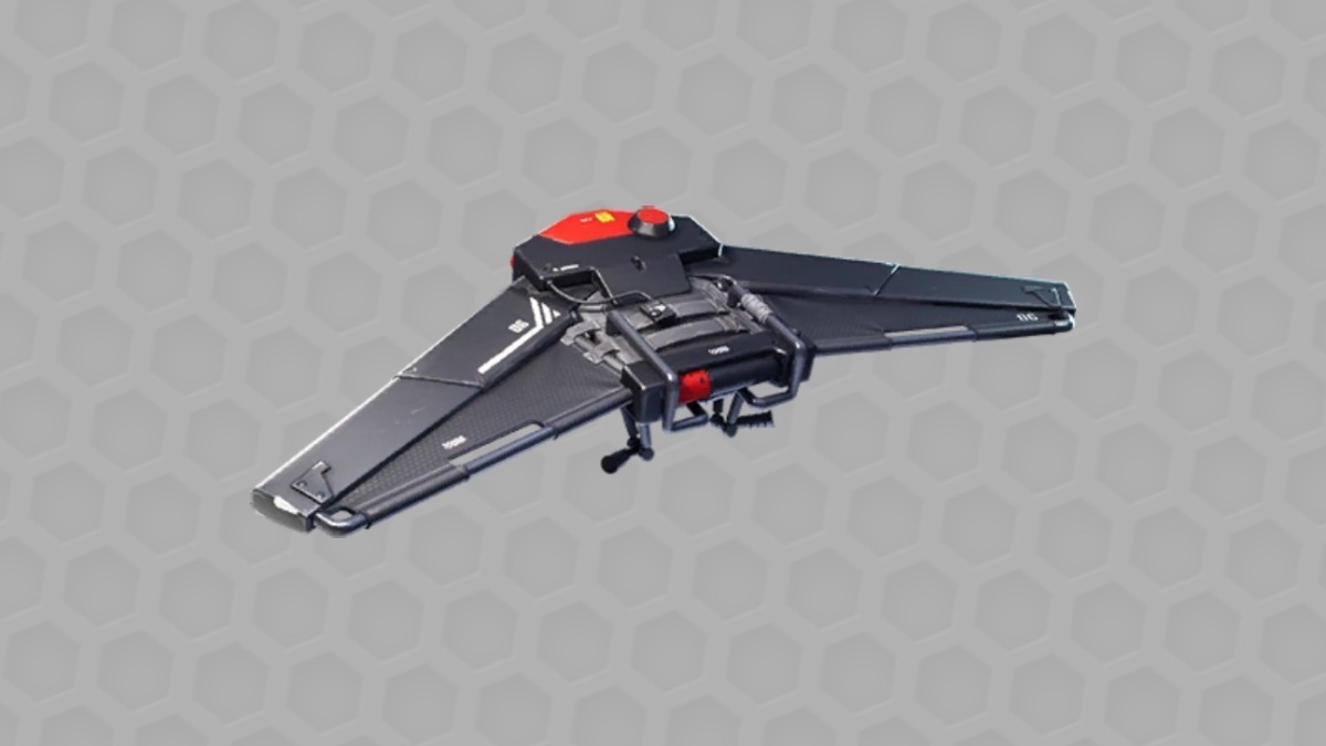 Fortnite rarest gliders: The Stealth Pivot Glider from Fortnite on a grey, textured background.