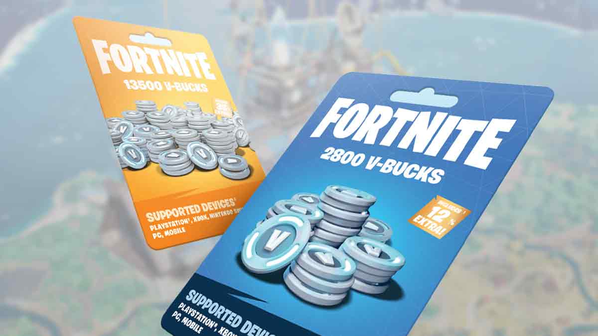 Two Fortnite gift cards featuring coins.