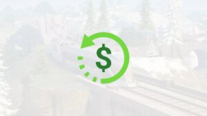 An image of a green dollar sign on a train track, featuring elements from Fortnite.