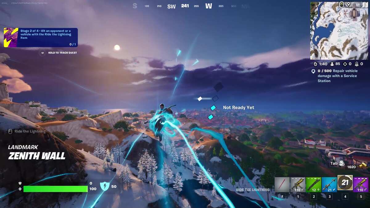 Fortnite Ride the Lightning: A player flying through the air using Ride the Lightning.