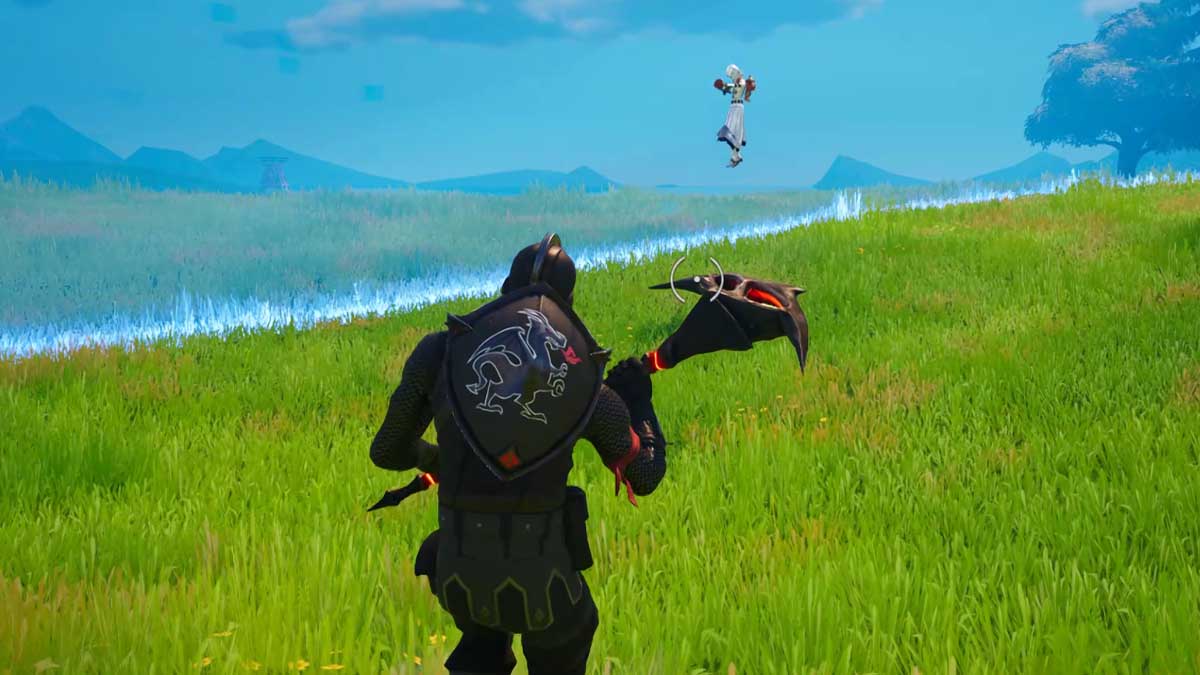 Black Knight in Fortnite running towards the storm