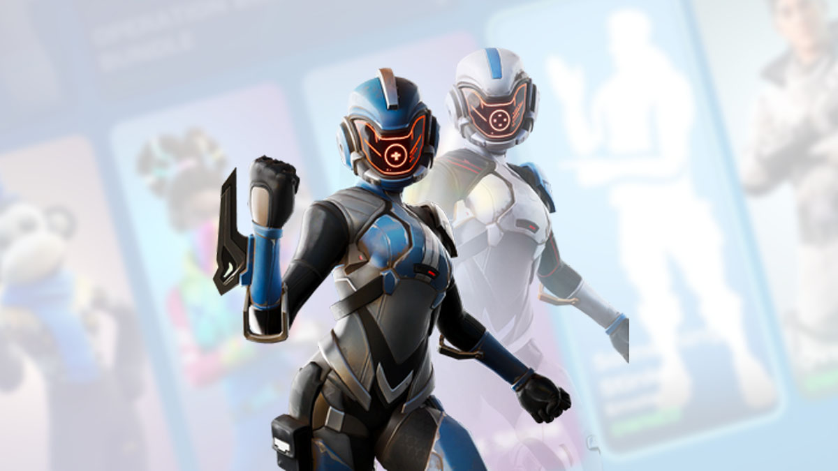 The Paradigm skin in Fortnite with the Item Shop background