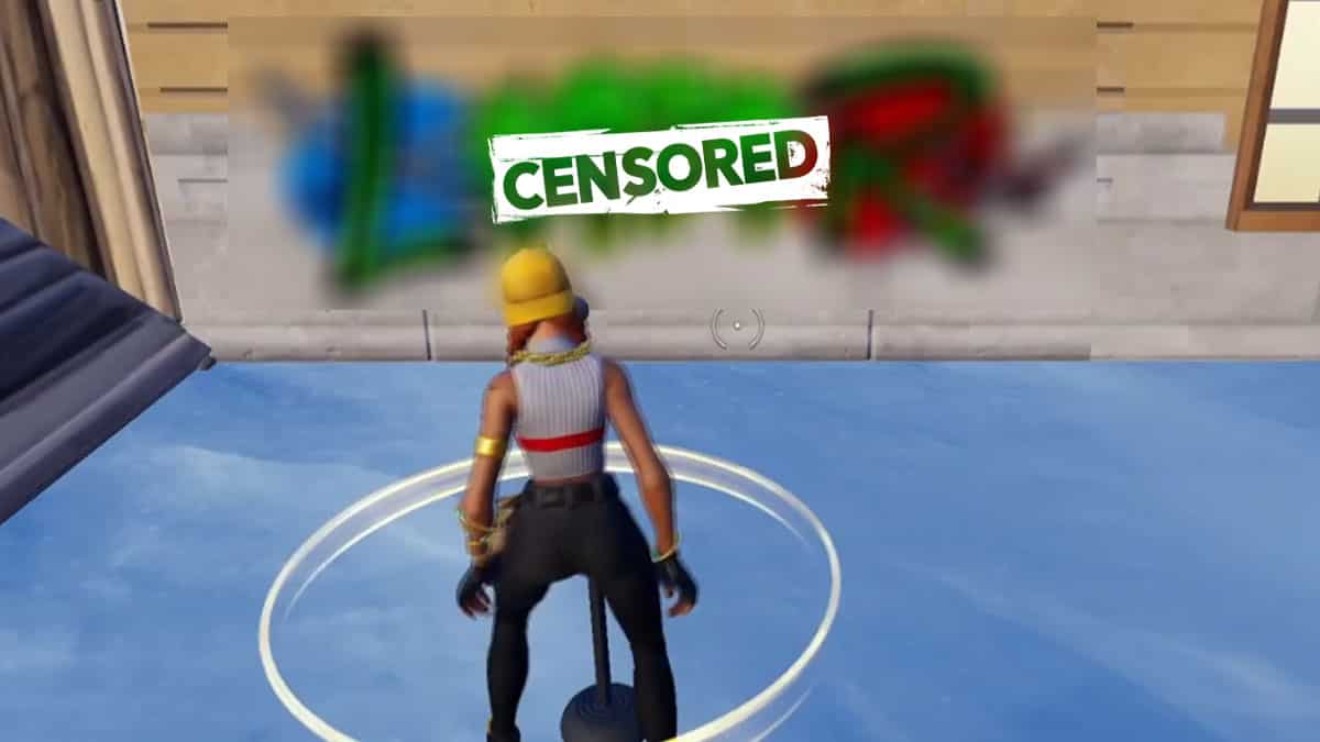An image of a player in a game with the word censored, showcasing the toxic behavior in Fortnite.