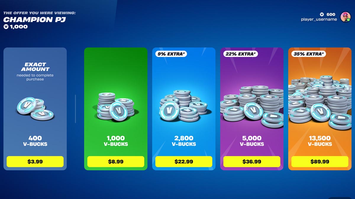 Fortnite V-Bucks top-up