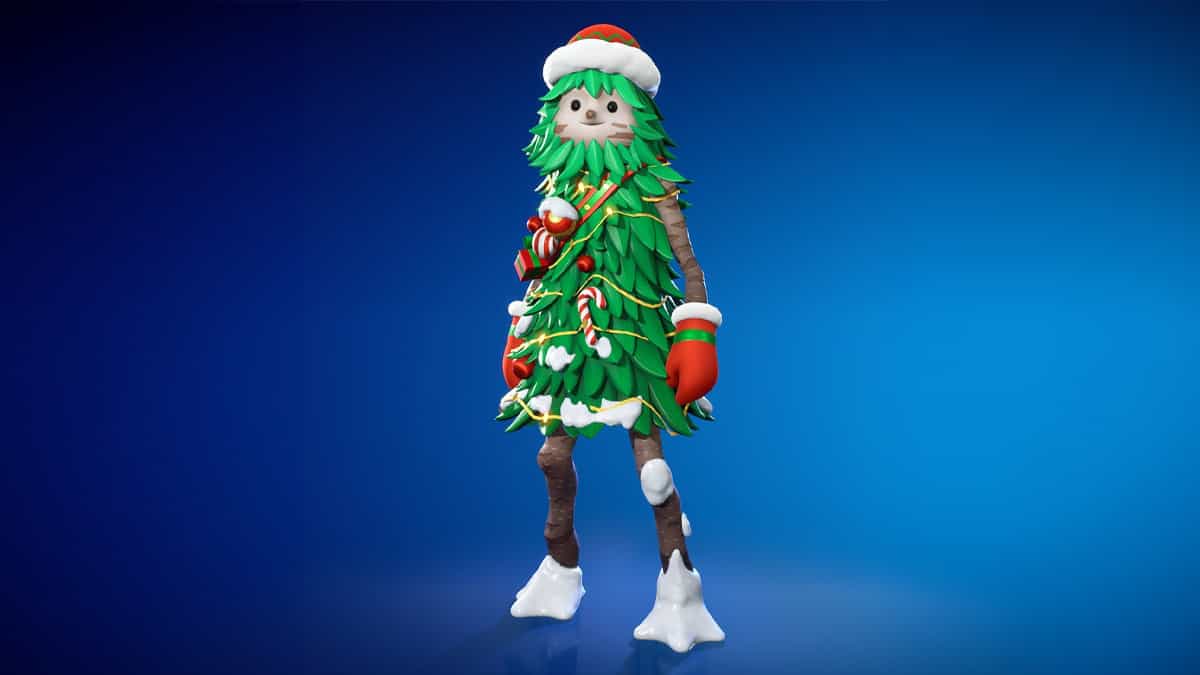 The fortnite winterfest bushranger costume is shown on a blue background.